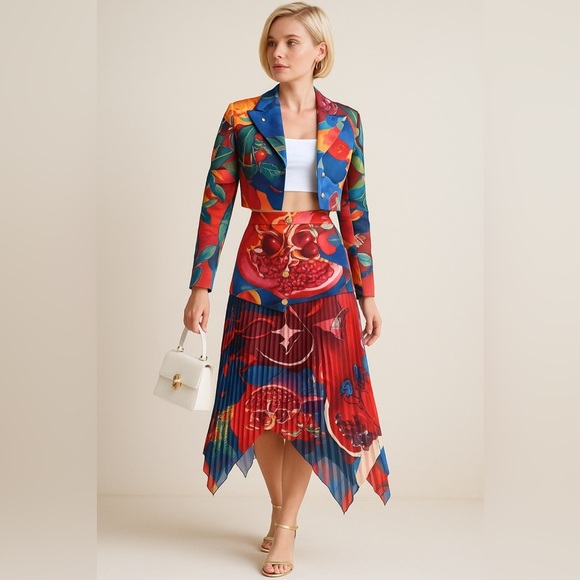 Vibrant Multicolor Coat and Skirt - Picture 1 of 1